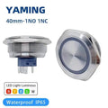 40mm Metal Push Button Switch 1NO 1NC Momentary Reset Latching Lock Ring Power Supply With Lamp Waterproof Stainless Steel