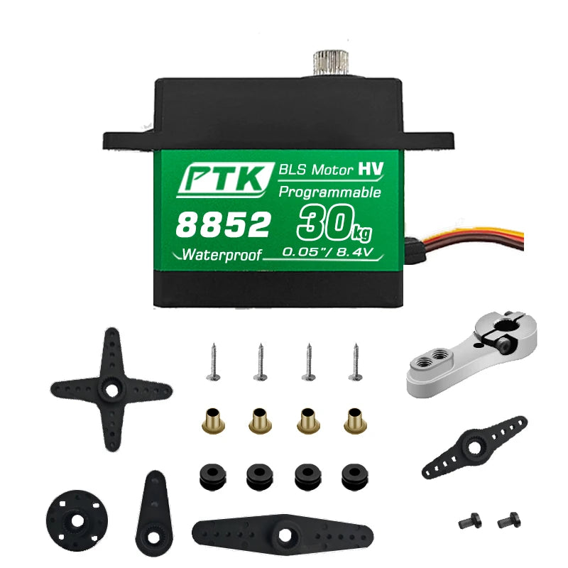 PTK Servo 8.4V 30kg 40kg High speed0.05 brushless RC servo motor Waterproof 1/8 1/10 1/12 scale automotive fixed wing robot 180°