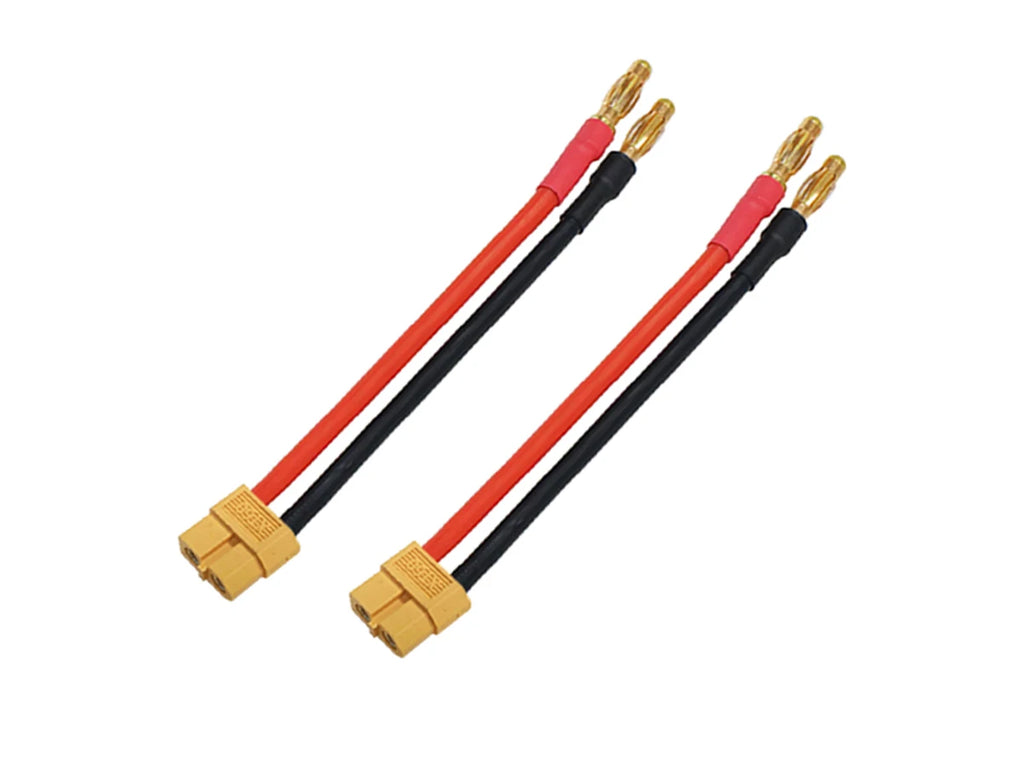 1/2Pcs XT60 Female Plug Adapter to 4.0mm Gold Plated Banana Plug Charge Lead Cable 12awg 10cm for Lipo Battery