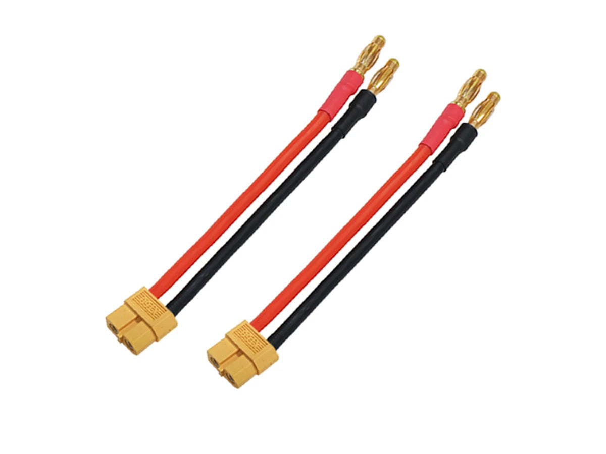 1/2Pcs XT60 Female Plug Adapter to 4.0mm Gold Plated Banana Plug Charge Lead Cable 12awg 10cm for Lipo Battery