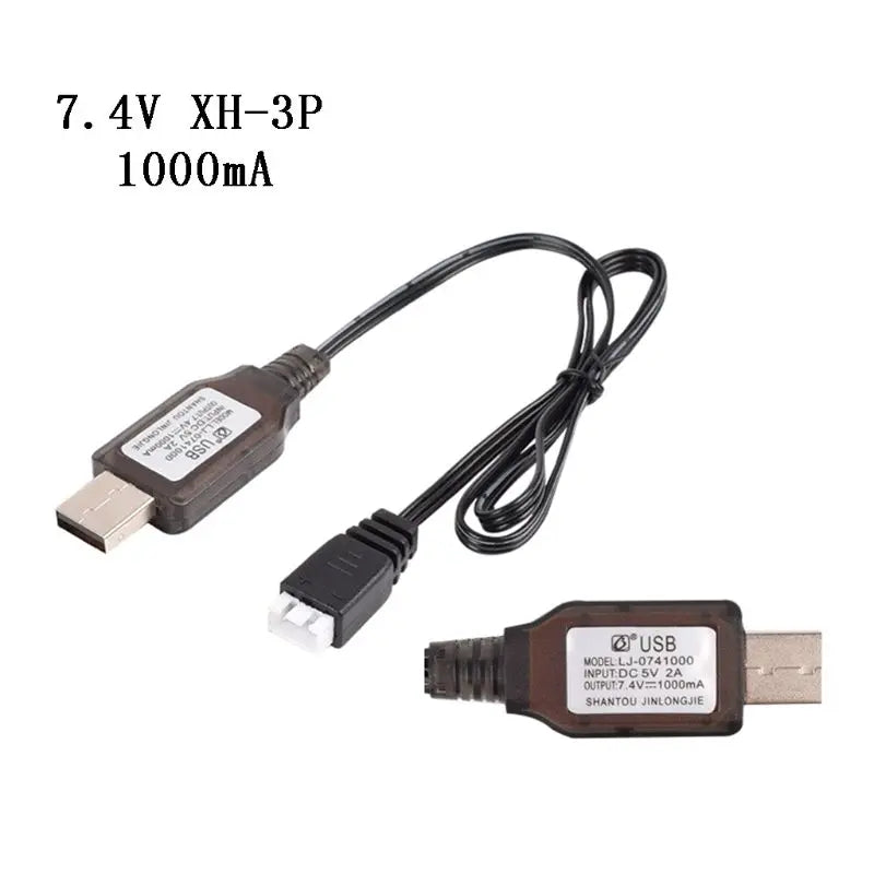DX62 7.4v Charger 2000mA /1000mA/500mA XH-3P 2S Lipo Li-ion Electric RC Toys Aircraft Car Drone Robot for Tank 7.4V USB Charg