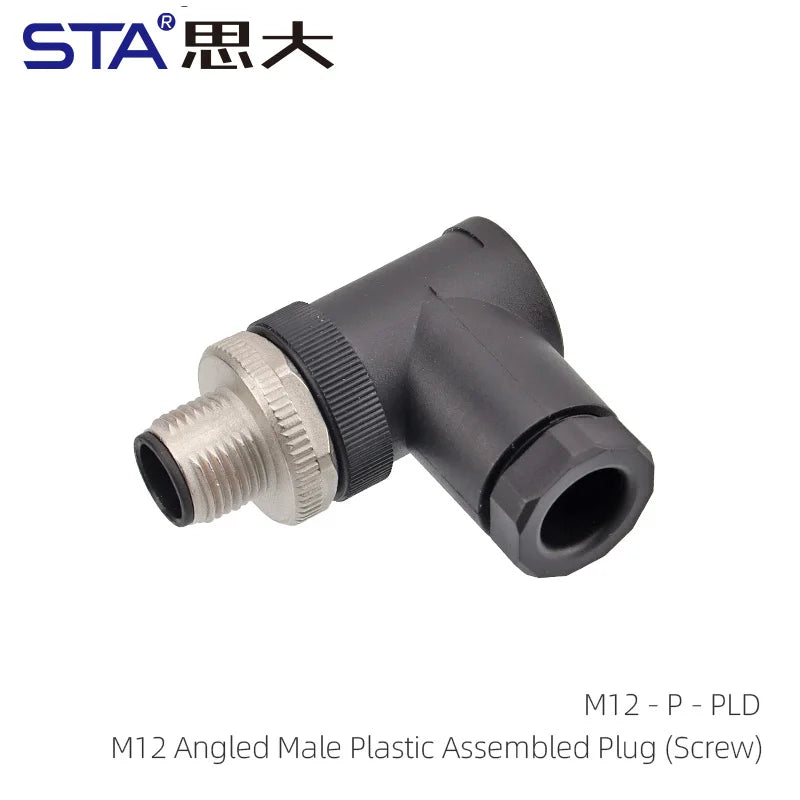 Screw Type Waterproof IP67 Plastic M12 A B D Code Field Connectors PG7 PG9 Male Plug 2 3 4 5 8 Pins