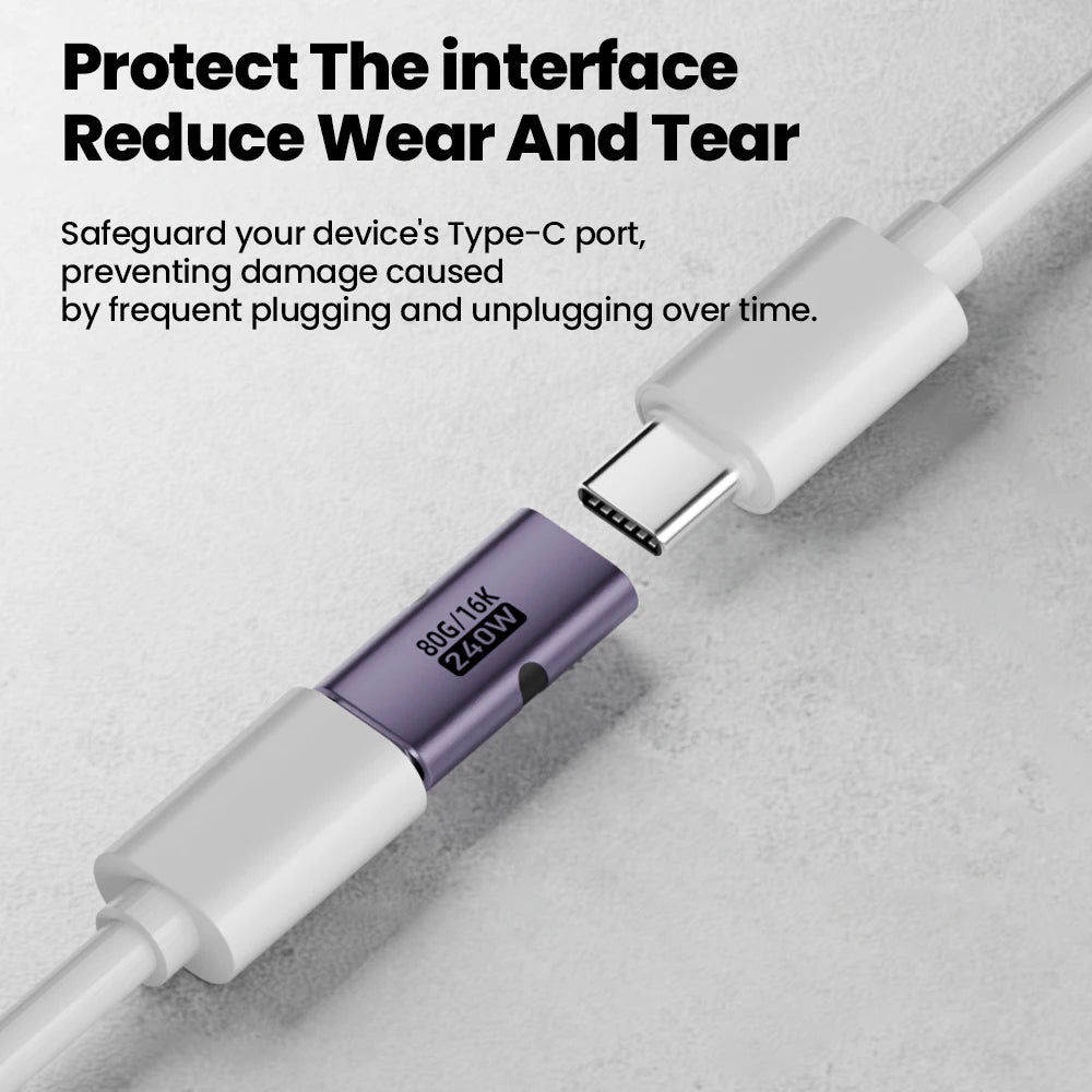 PD 240W Fast Charging Type C Adapter 80Gbps 16K@60Hz Type C Female To USB C Female Converter OTG For iPhone 15 16 Tablet Laptops