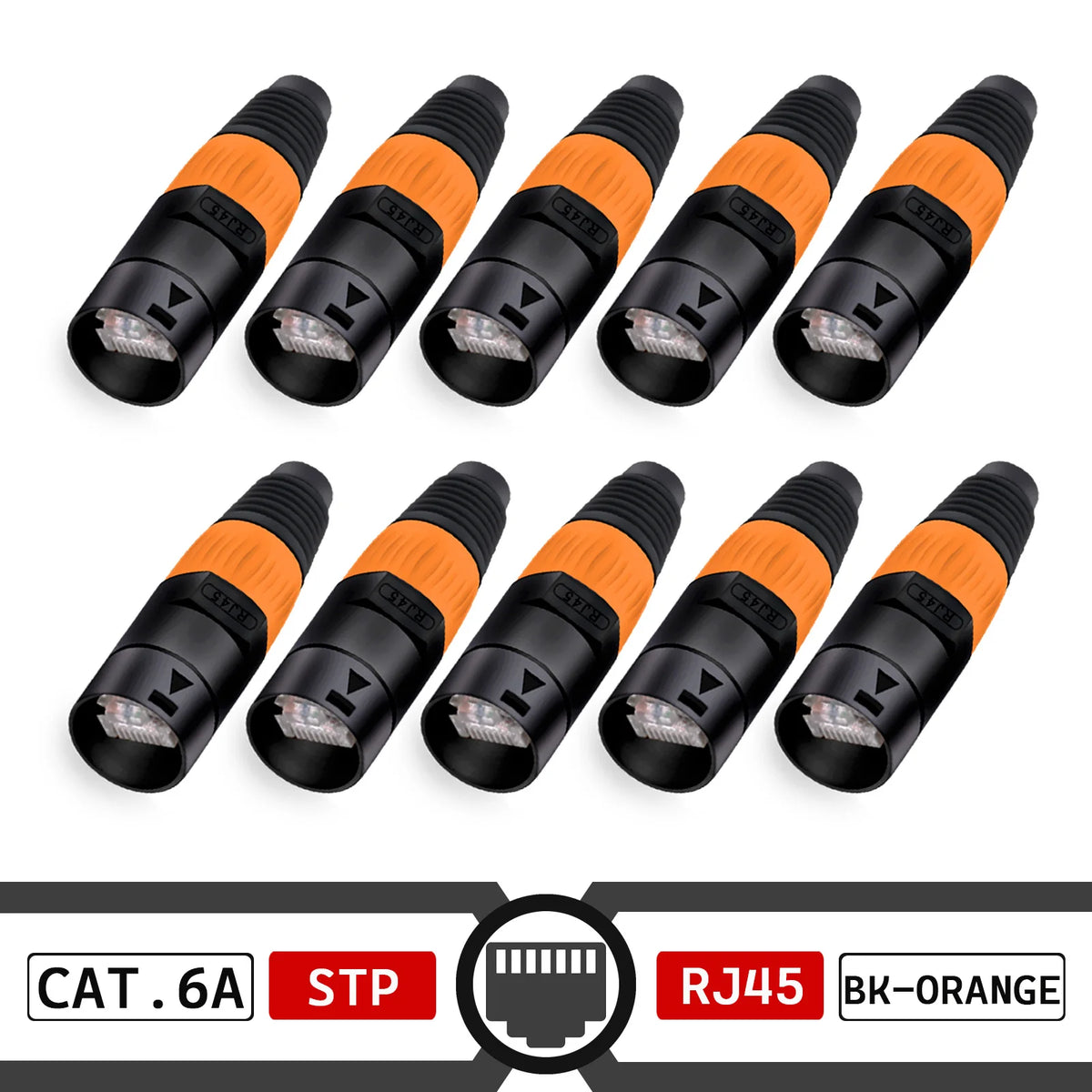 10pcs STP RJ45 8P8C CAT.6A Crystal Jack+10pcs Waterproof RJ45 Male Plug LAN Network Ethernet Ethercon Connector Wire Connectors