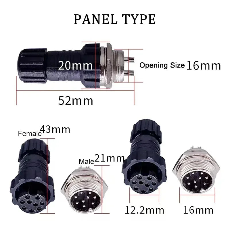 GX16 M16 Waterproof Circular Connector 2 3 4 5 6 7 8 9 10 Pin Back Nut Docking Male Female Plug Socket Cable Panel Mount Outdoor