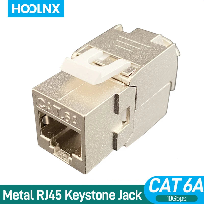 Hoolnx CAT8 CAT7 CAT6A CAT6 Tool less RJ45 Keystone Jack, Metal Zinc Alloy Self-locking Tool Free STP Shielded Module Coupler