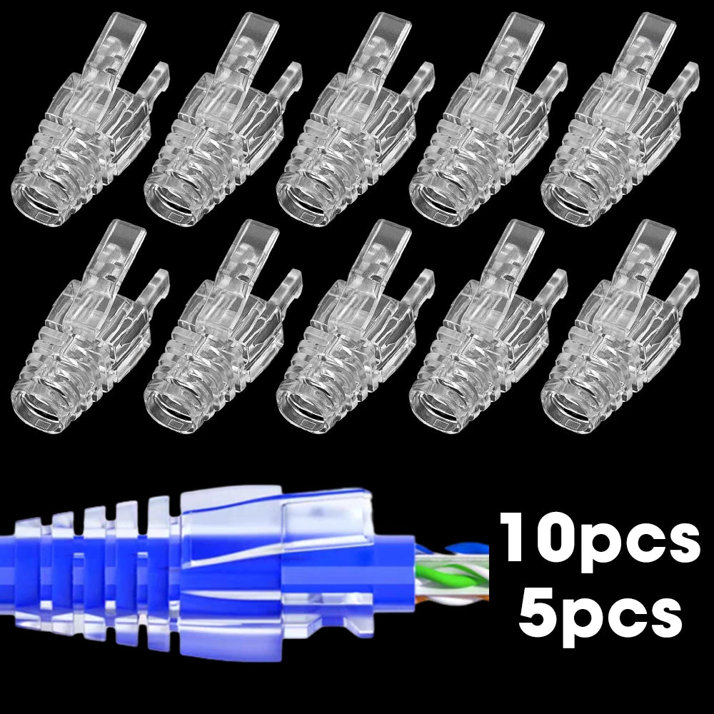 Transparent RJ45 Plug Ethernet Network Cable Connector Boots Cover Strain Relief Boot Cat5e Cat6 Protective Caps for Laptop