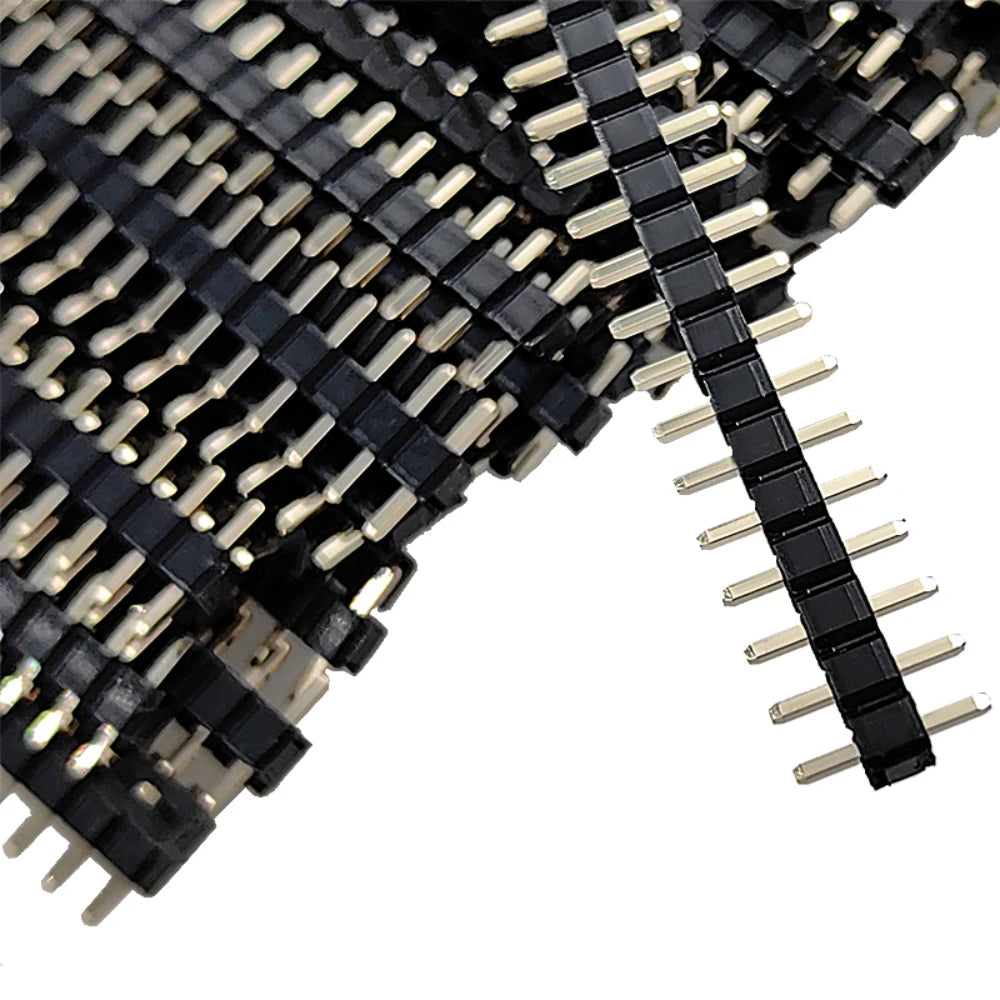 100pcs 2.54mm Male Pin Header L7.5/8.5/9.5/10.5mm 1x2/3/4/5/6P Straight Single Row Single Plastic 0.8U Gold PCB Connector