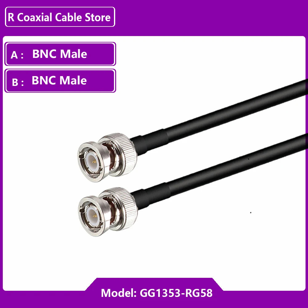 1PC RF Coaxial Cable BNC Male to BNC Male Plug RG316 RG174 RG58 RG179 RG400 RG402 Crimp Connector Dual BNC Male Plug Wire