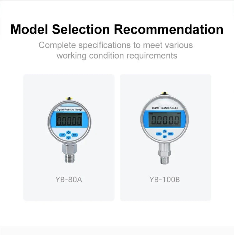YB60A Precision Digital Pressure Gauge Battery Powered Vacuum Positive Negative Pressure Meter M20 Peak Memory -100kPa-100MPa