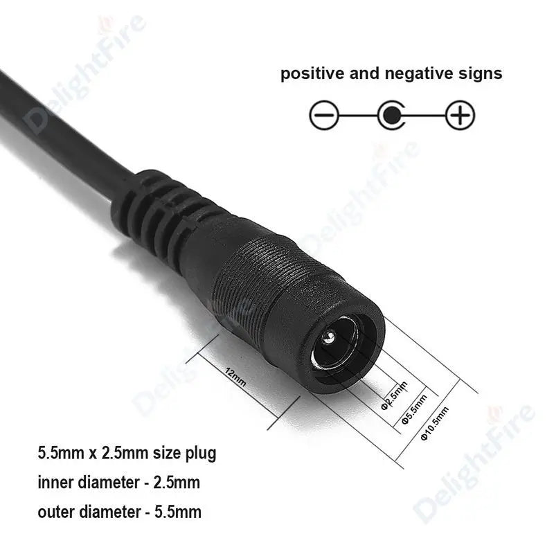 5.5 2.5mm DC Extension Cable 1m 1.5m 2m 3m 5m Jack Plug Connector 5V 12V 24V DC Power Cord For CCTV Camera LED Strip Router