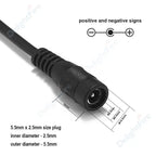 5.5 2.5mm DC Extension Cable 1m 1.5m 2m 3m 5m Jack Plug Connector 5V 12V 24V DC Power Cord For CCTV Camera LED Strip Router