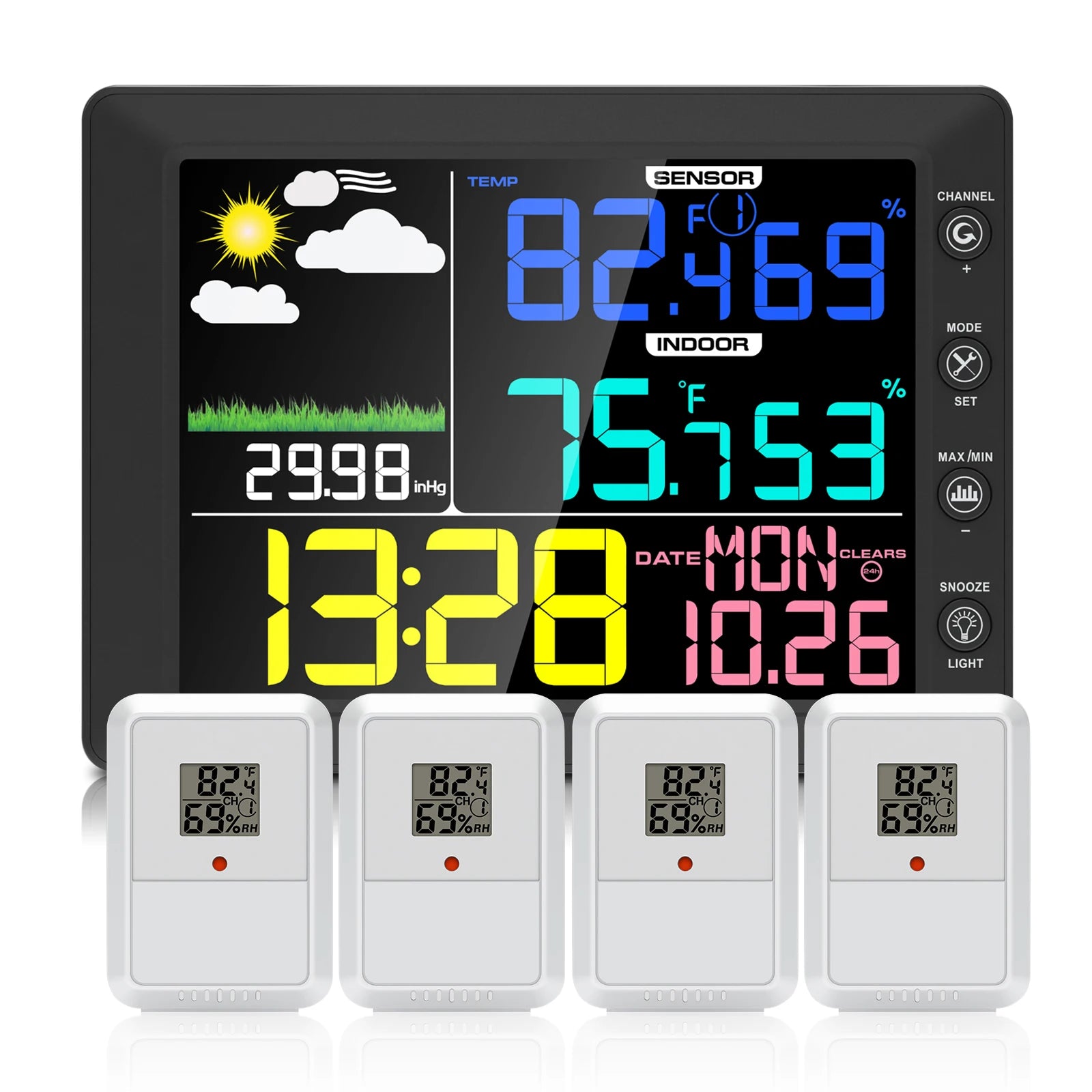 2025 Digital Thermometer Wireless Weather Station with 8.3'' Color Screen 3-in-1 Indoor/Outdoor Sensor Dew Point Monitor