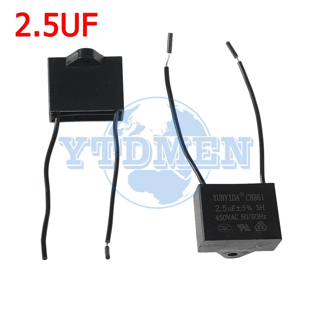 1/2/5PCS CBB61 Motor Run Capacitor 450V AC Fan Capacitors 0.8/1/1.2/1.5/1.8/2/2.5/4/5/6/8/10UF for Ceiling Fan & Air Conditioner