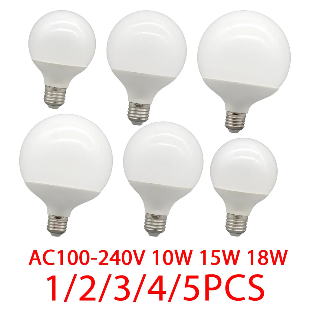 1-5 Pack G80 G95 G125 Globe LED Light Bulbs 10W 12W 18W 40 Watt Equivalent LED Edison Bulbs, Warm White 3000K E27 Base, Milky