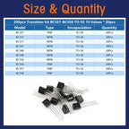 200PCS TO-92 NPN PNP Transistor Assorted Set BC327 BC337 BC517 BC547 BC548 BC549 BC550 BC556 BC557 BC558 Transistors Kit