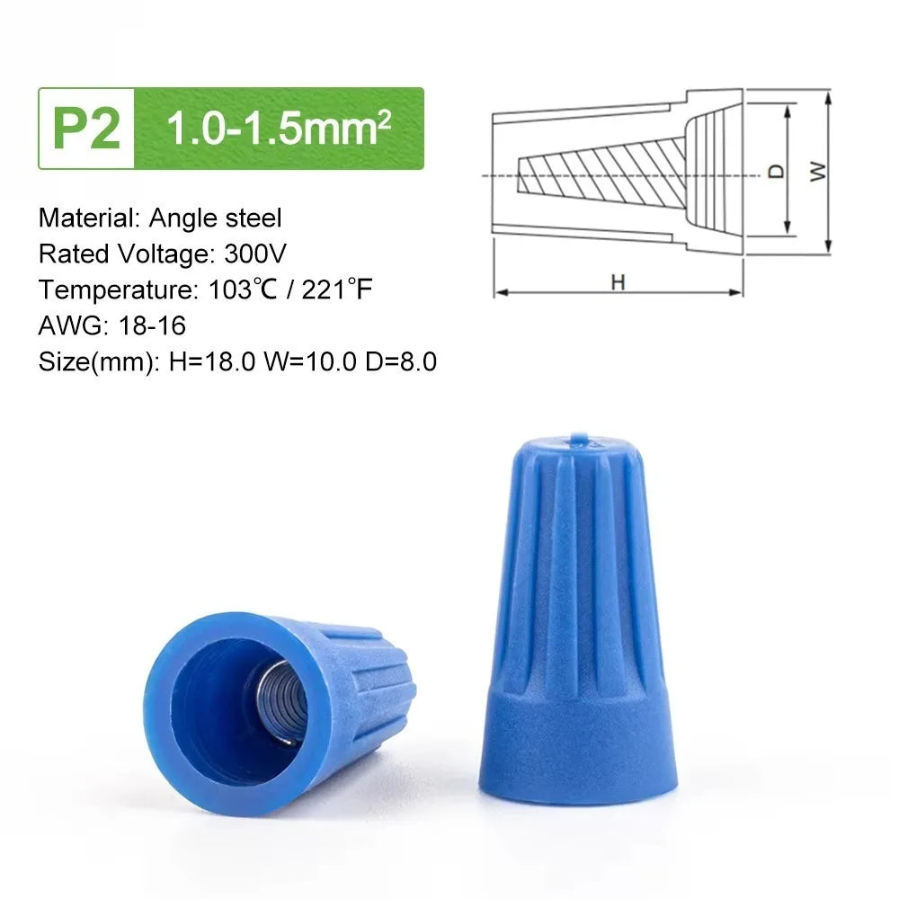 50PCS Colorful Electrical Insulated Crimp Twist Terminal Quick Wire Connector Nut Spring End Cap Connection