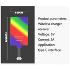 10W 5V 2A Qi Wireless Charger Receiver Pad Android Type-C Fast Charging Receive Module for S20 Mobile Transmitter Pro Max