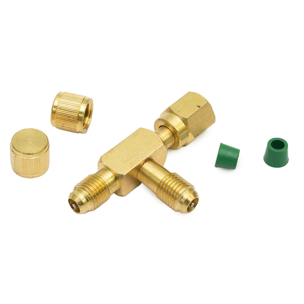 T Type Adapter 1/4inch Female SAE External Thread Tee Adapter SAE Flare Add Gauge Deep Vacuum Pump/Manifold Set Connector