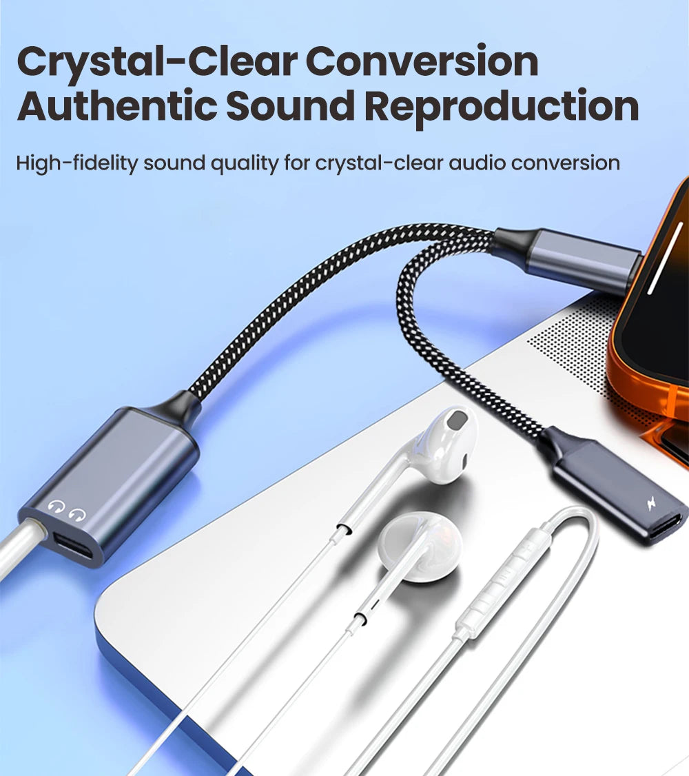 3 in 1 USB C Adapters Type-C to 3.5mm/Type-C Headphones+ Type-C Charging Connector For iPhone 15-17 Xiaomi Huawei Samsung Phones