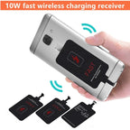 10W Wireless Charging Receiver for Samsung Huawei Xiaomi Iphone5-7 Universal Micro USB Type C Fast Wireless Charger Adapter