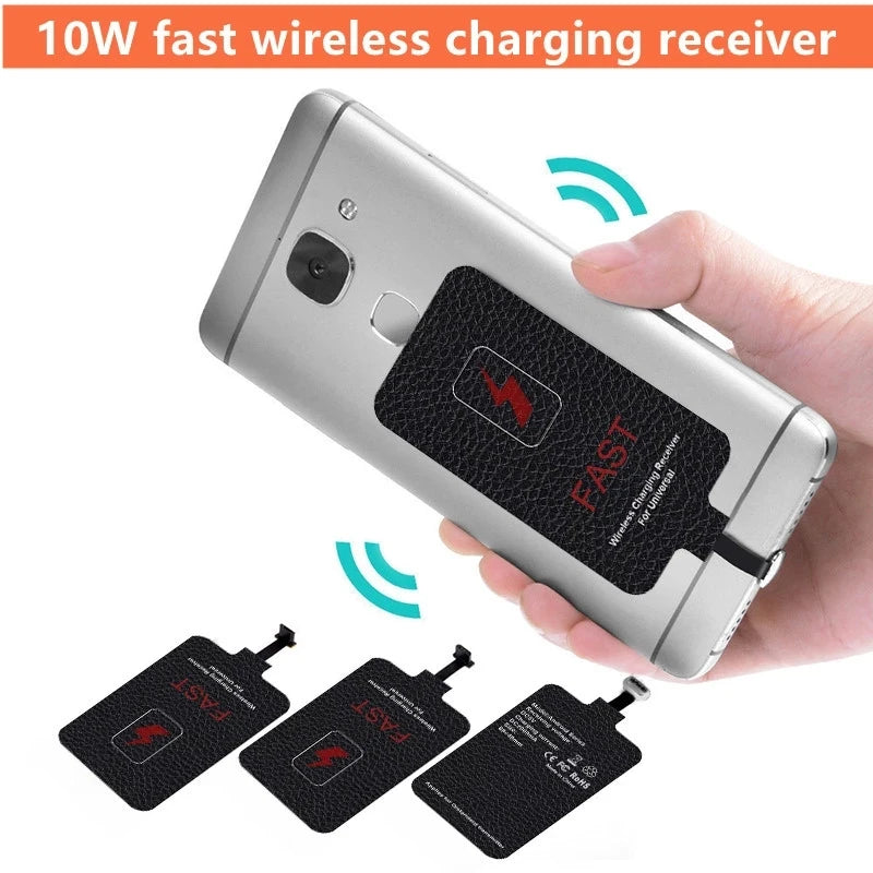 10W Wireless Charging Receiver for Samsung Huawei Xiaomi Iphone5-7 Universal Micro USB Type C Fast Wireless Charger Adapter