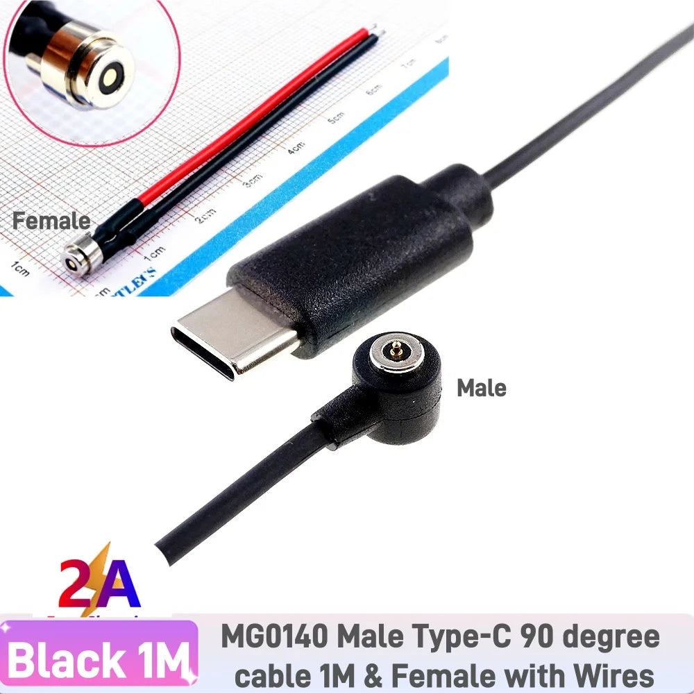 Mini 1 Pole 4.0 MM Dia Circular 2A Male Female Pogo Pin Connector Spring-Loaded USB Type-C Magnetic Charge Cable Wearable Type-C
