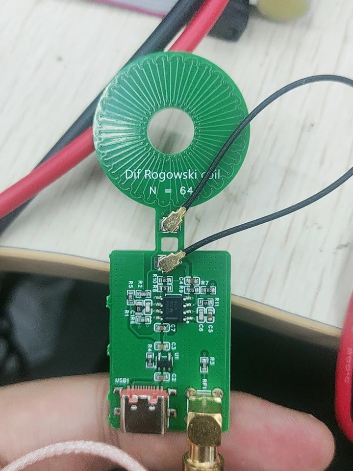 High-frequency Rogowski Coil Current Probe, Current Range +-10A, Noise Floor 60mA