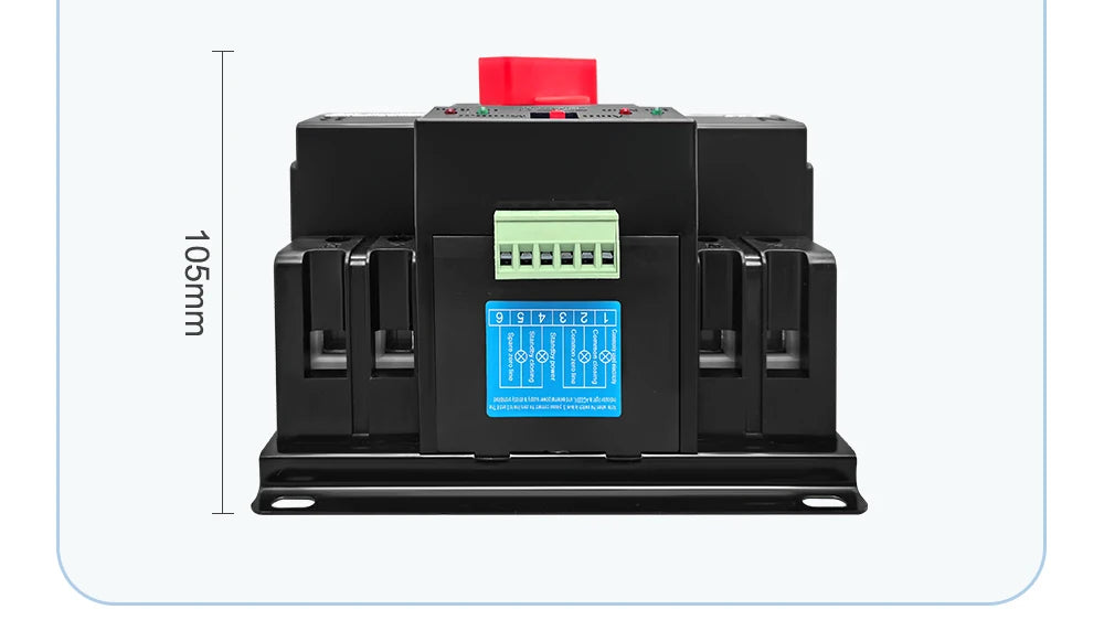 TOMZN TOQ3 Built-in Circuit Breaker 2P/4P 63A-125A with Night Light, 2-In 2/1-Out, Short-Circuit & Overload Protection