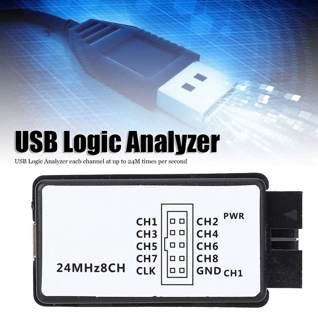 USB Logic Analyzer Device Set Mini Digital  Size 8 Channel Input Memory 24MHz Logic Analyzer 24MHz USB Logic Analyzer