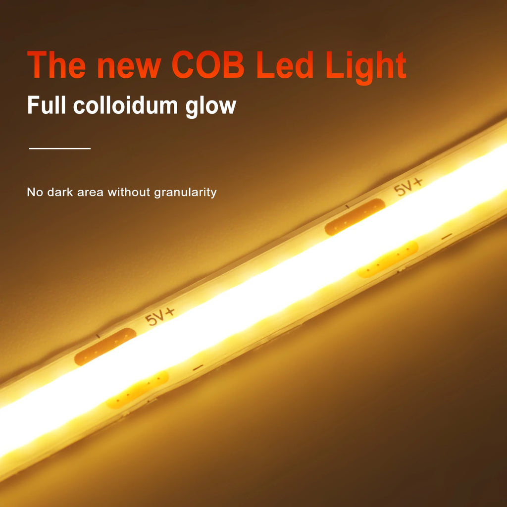 Super Bright USB DC5V COB Led Light Strip 320LED/m High Density Flexible Linear Lighting Warm/Natural/White 50cm 1m 2m 3m 4m 5m
