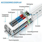 20/50/100Pcs PT2.5 Din Rail Terminal Block Push In Spring Screwless 2.5mm² Electrical Wire Conductor Connector Block PT2.5