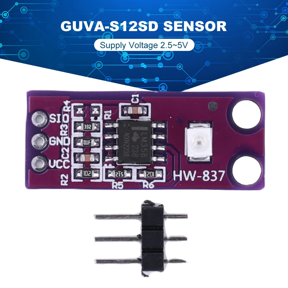GUVA-S12SD Light Solar Ultraviolet Sensor Module 240nm-370nm Light Intensity Detection Sensor Board High Sensitivity for Arduino
