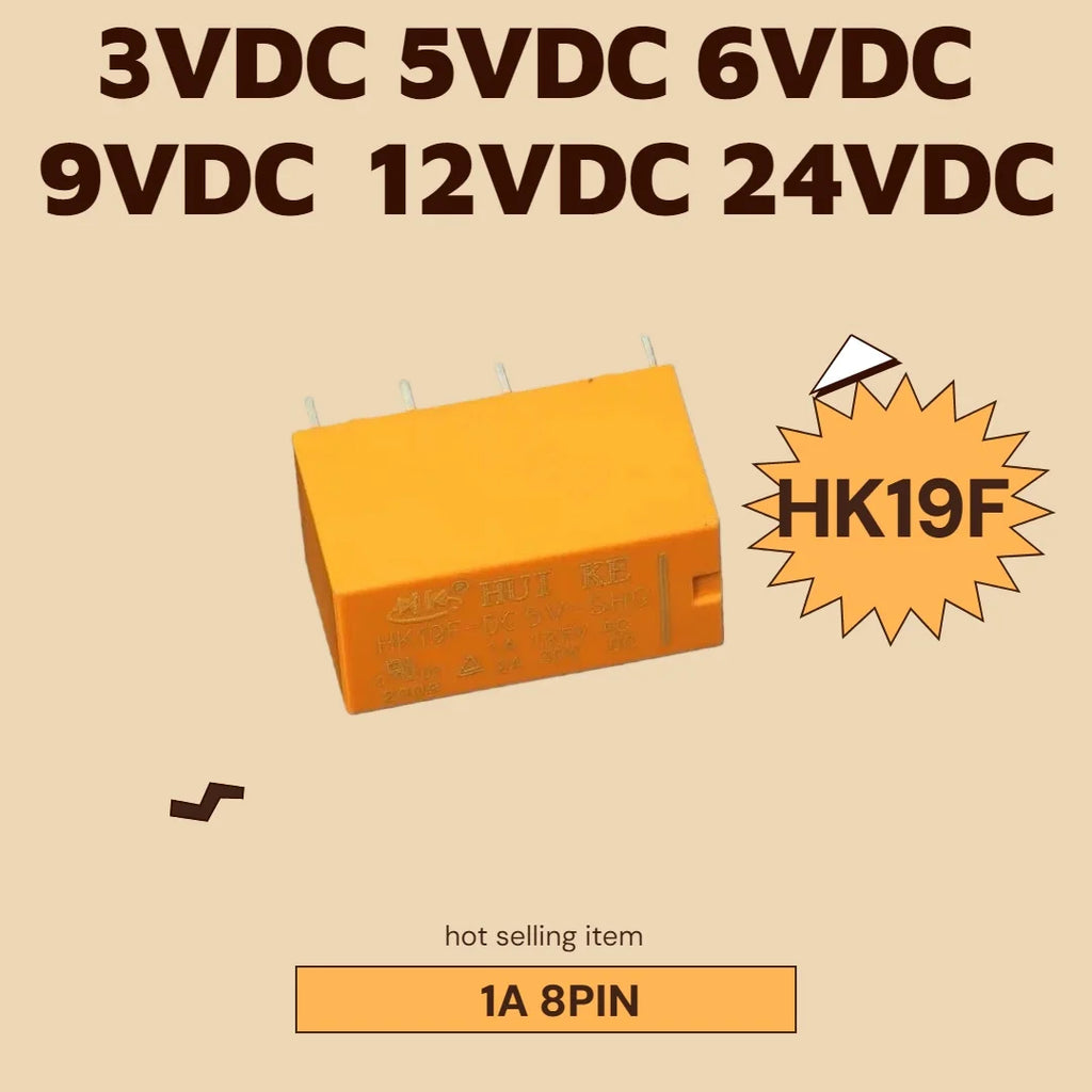 1-10pcs Relay HK19F-DC3V-SHG HK19F-DC5V-SHG HK19F-DC6V HK19F-DC12V HK19F-DC24V HK19F 3V 5V 9V 12V 24V 8PIN 1A Relays
