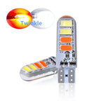 2 Pcs LED Bulbs 12V/24V 5730 Chips T10 W5W WY5W Two Tone Strobe Lights For Car/Truck Parking Drive Wedge Reading Brake Light