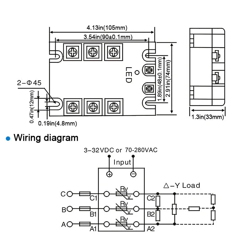 Three-phase Solid State Relay SSR 3 Phase 10A 25A 40A 60A 80A 100A 120A 150A 200A AC Control AC DC Control AC 25DA 380VAC