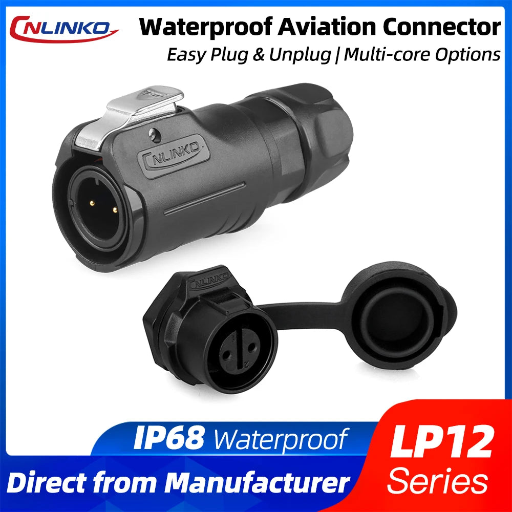 CNLINKO M12 IP68 Circular Solder Connector Male/Female Panel Mount PBT Housing Quick Lock for Marine & Industrial Automation