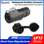 CNLINKO M12 IP68 Circular Solder Connector Male/Female Panel Mount PBT Housing Quick Lock for Marine & Industrial Automation