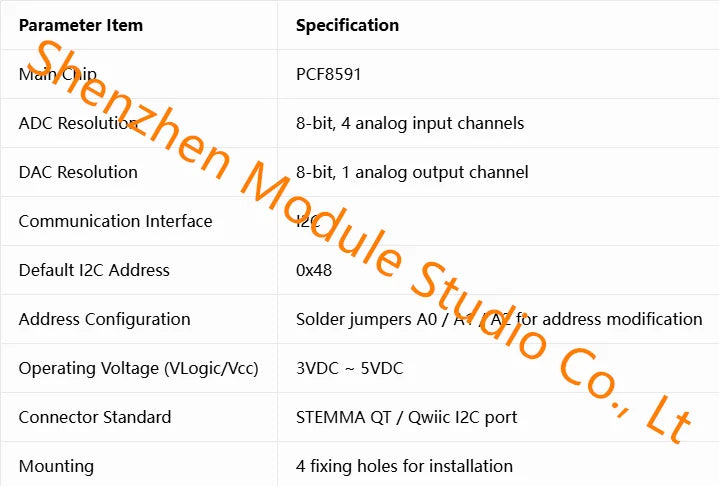 PCF8591 Quad 8-bit ADC & DAC Module, 4-Channel Analog to Digital Digital to Analog Converter, STEMMA QT / Qwiic I2C Interface