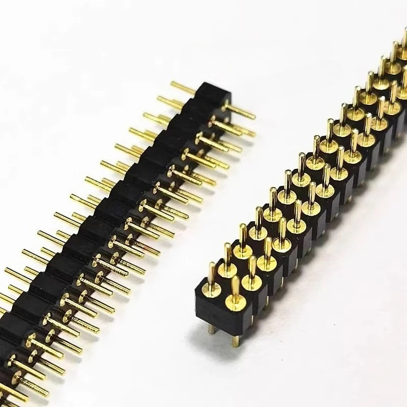5pc 2.54mm Round Hole Male Tin Gold Female Pin Header 1/2x40P Single/Dual Row Breakable PCB IC Crystal Relay Transistor Socket