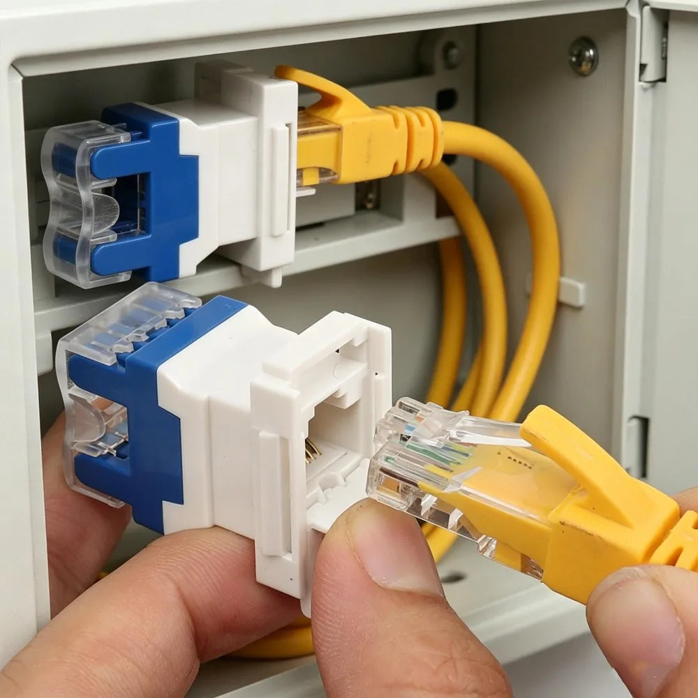 1-10Pack High-speed Cat6/Cat5 Keystone Jacks RJ45 Network Module with Dustproof Door Computer Network Cable Module Adapters
