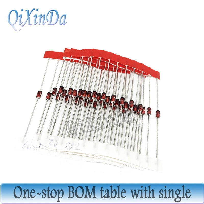 100PCS 1W Zener Diode DO-41 3V3 3V9 4V3 4V7 5V1 5V6 6V2 7V5 8V2 9V1 10V 12V 13V 15V 18V 24V 30V 1N4733A 1N4742A 1N4728A 1N4735A