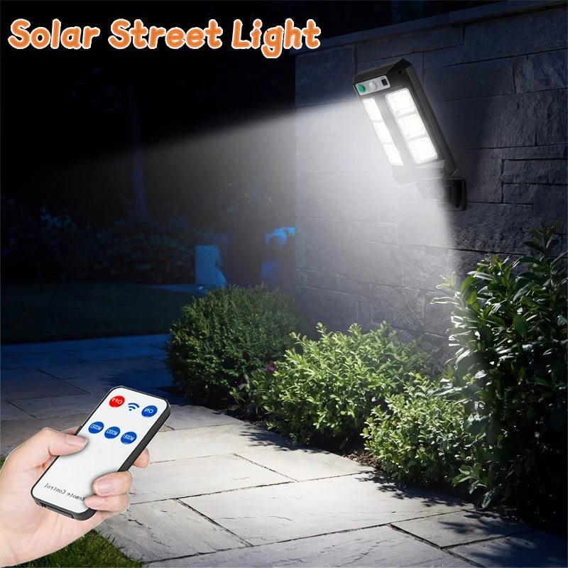 Solar Street Lights Outdoor Waterproof Security Motion Sensor LED Lamp with 3 Lighting Mode Solar Lights for Garden Path Decor