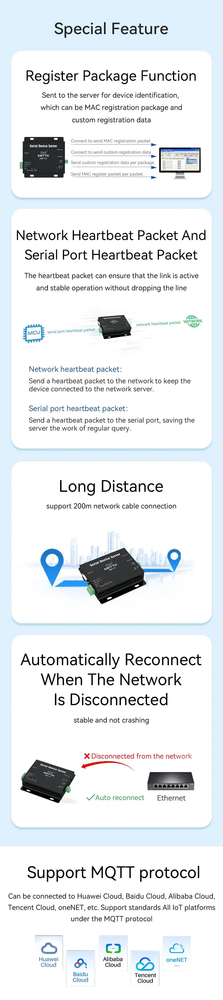 RS232 RS485 Serial to Ethernet Converter Serial Device Server Support TCP/IP Modbus RTU to TCP USR-TCP232-410s