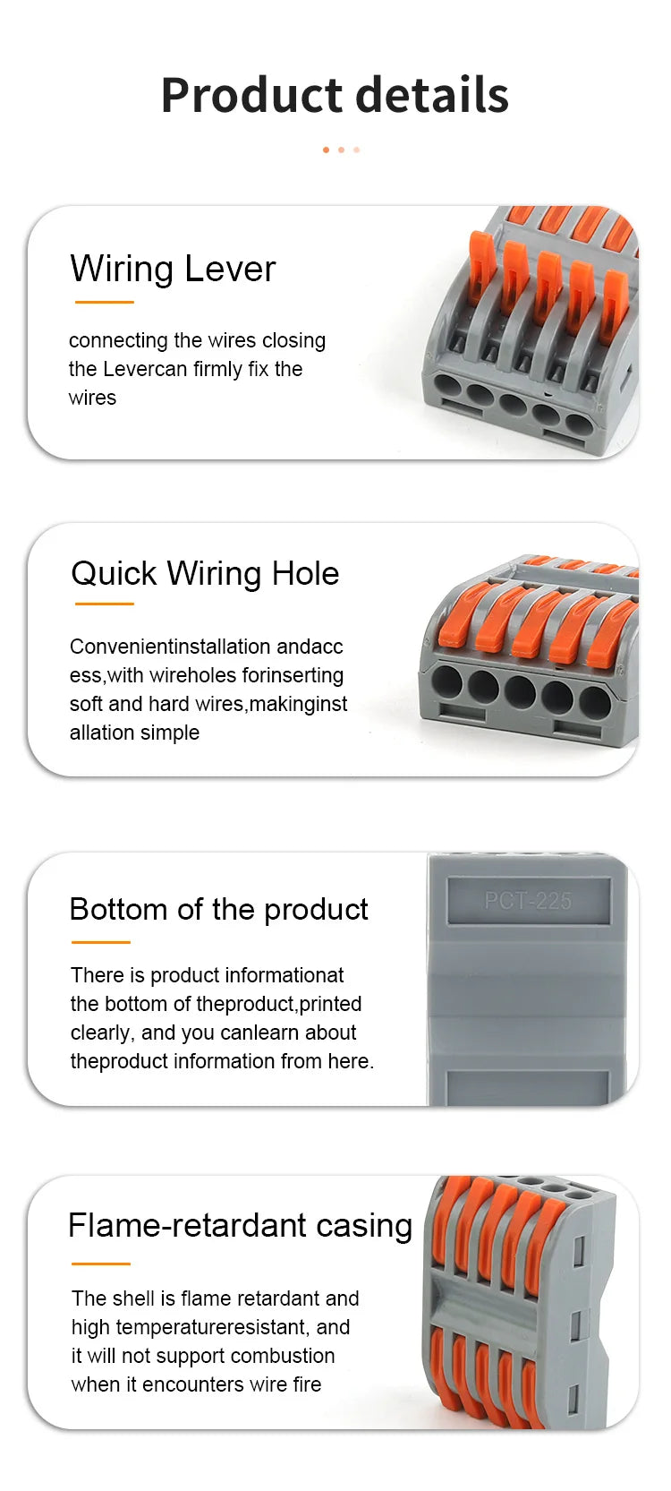 5PCS Quick Wire Cable Connectors Compact Push-in Conductor Terminal Block 2/3/4/5 Pin Electrical Wiring Connection With Lever