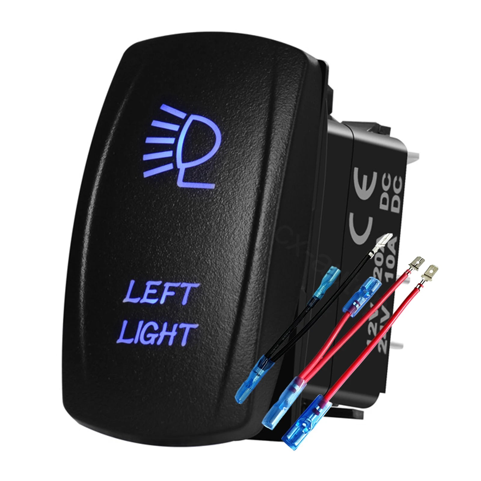 12V 24V Boat Trim Tabs Switch (ON)-OFF-(ON) Momentary Rocker Switch Waterproof Blue Light ON-OFF Toggle Switch With Harness