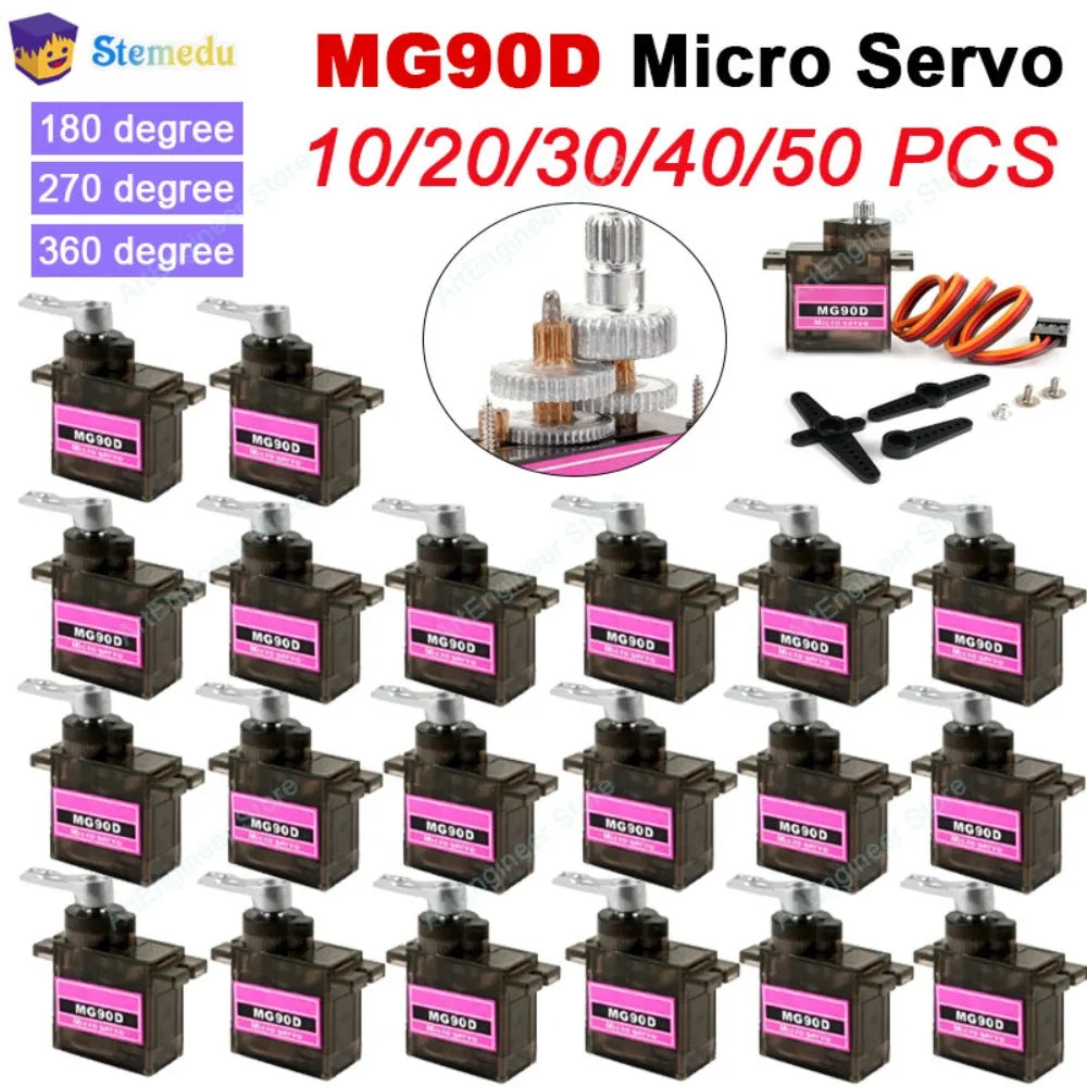 MG90D 10/20/30/40/50Pcs Micro Digital Servo Motor Full Metal Gear 180/270/360 Degree For RC Airplane Helicopter Car Boat Model