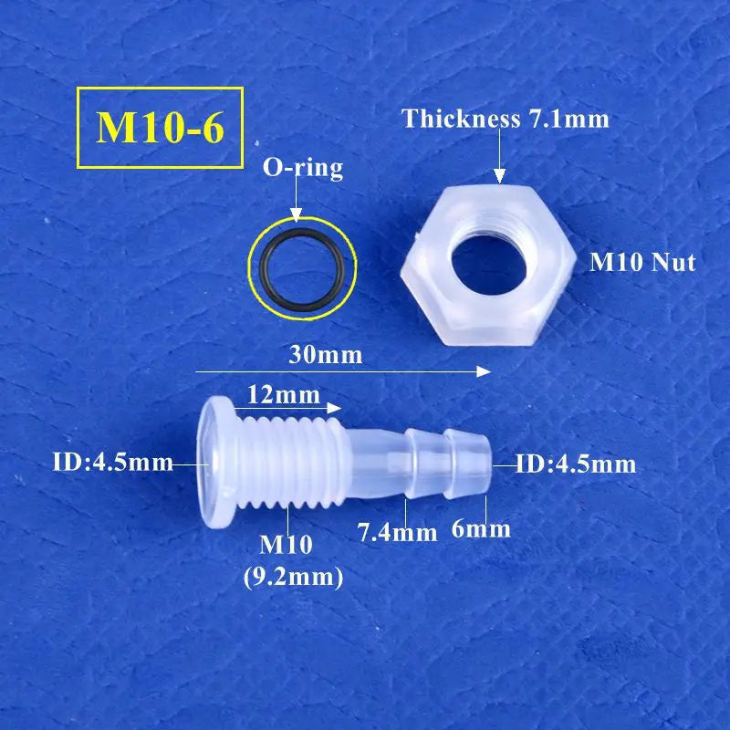 PP Straight Bulkhead Connector M5~M16 Thread To 3~12mm Aquarium Water Tank Inlet Outlet Joint Garden Irrigation Hose Connectors