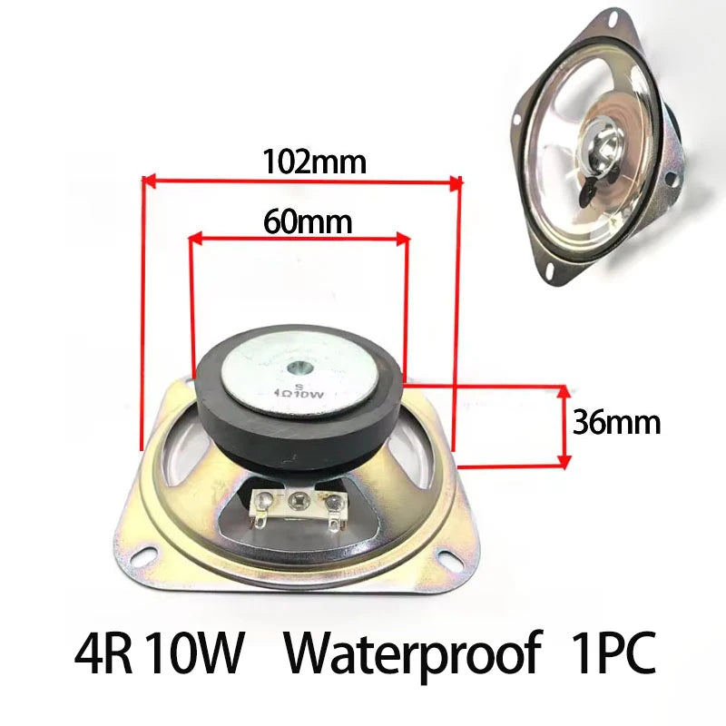1PCS  4-Inch Diameter 102mm Square 60mm4/8 Ohm 10w Transparent Waterproof Speaker 4/8 Ohm 3w Diameter 57mm Speaker