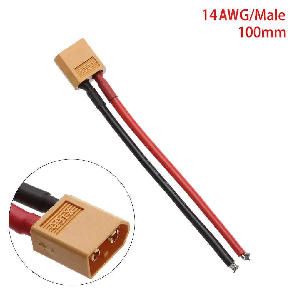 XT60 Connector Plug With Silicone Wire 12/14 AWG Female/Male Cable Dual Extension 10CM/15CM Battery Connectors Model Accessories